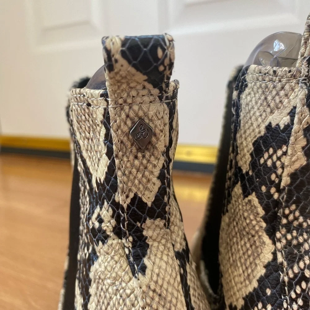 Sam Edelman Reesa Python Snakeskin Cowboy Western Ankle Boots Women’s Size 8